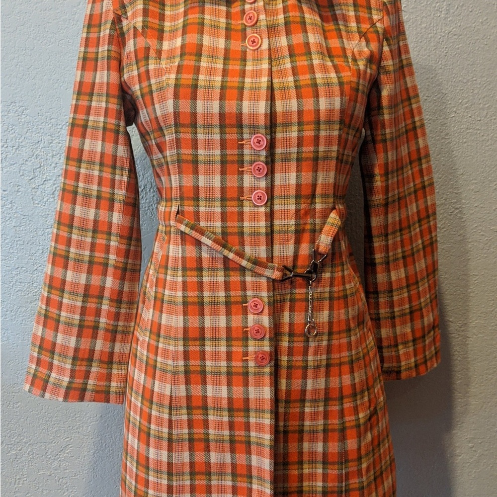 Reebok Orange Plaid Long Sleeve Coat